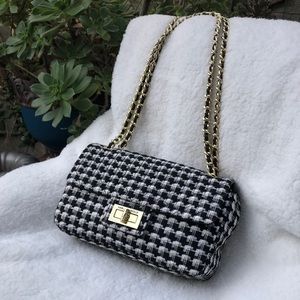 KARL LAGERFELD black and white gingham purse